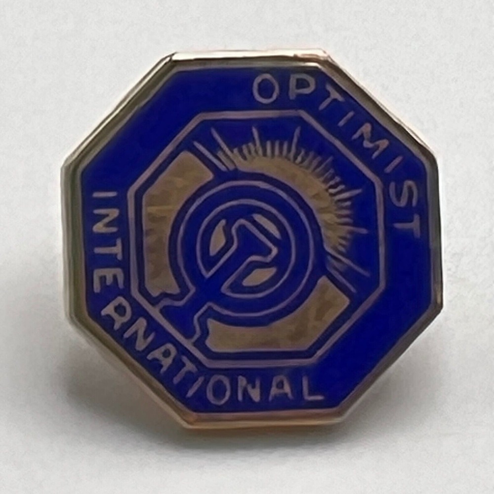Vintage Optimist International Lapel Pin‎ Screw Back Gold Tone Blue Enamel